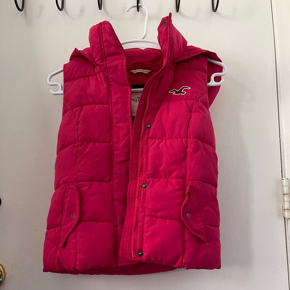Hollister Puffer vest, pink, size small